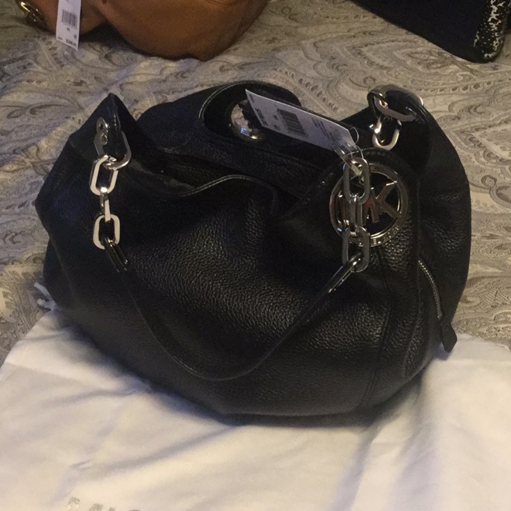 Michael Kors Black Leather Shoulder Tote